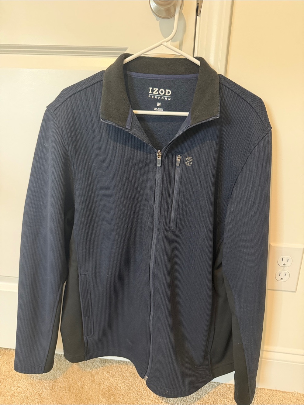 Izod Navy Blue Lightweight Full-Zip Shirt Jacket